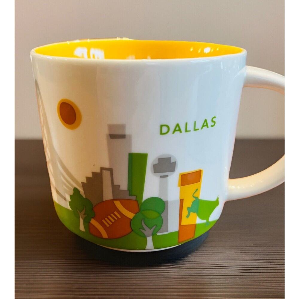 2015 Starbucks You Are Here Dallas 14 oz Mug Yellow Collectible Coffee Cup